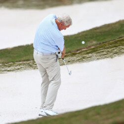 DULUTH, GEORGIA - APRIL 24: Colin Montgomerie of Scotland plays a shot from a bunker on the fourth hole during the first round of the Mitsubishi Electric Classic at TPC Sugarloaf Golf Course on April 24, 2026 in Duluth, Georgia. (Photo by Colin Hubbard/Getty Images)