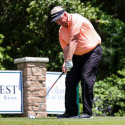 THE WOODLANDS, TEXAS - APRIL 29: Colin Montgomerie of Scotland tees off on the third hole during the first round of the Insperity Invitational at The Woodlands Golf Club on April 29, 2022 in The Woodlands, Texas. (Photo by Logan Riely/Getty Images)