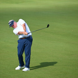 KA'UPULEHU-KONA, HI - JANUARY 19: Colin Montgomerie of Scotland plays his second shot on the 14th hole hole during the first round of the PGA TOUR Champions Mitsubishi Electric Championship at Hualalai Golf Club on January 19, 2022 in Ka'upulehu-Kona, Hawaii. (Photo by Chris Condon/PGA TOUR via Getty Images)