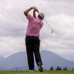 SNOQUALMIE, WA - AUGUST 22: Colin Montgomerie of Scotland plays his shot from the 13th tee during the final round of the Boeing Classic at The Club at Snoqualmie Ridge on August 22, 2021 in Snoqualmie, Washington. (Photo by James Gilbert/PGA TOUR via Getty Images)