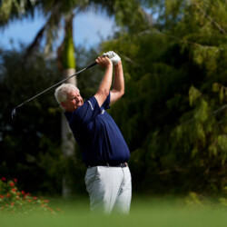 BOCA RATON, FLORIDA - NOVEMBER 05: Colin Montgomerie of Scotland hits his tee shot on the third hole during the second round of the TimberTech Championship at Royal Palm Yacht & Country Club on November 05, 2022 in Boca Raton, Florida. (Photo by Raj Mehta/Getty Images)