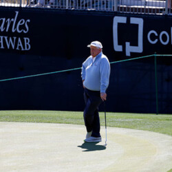 TUCSON, ARIZONA - FEBRUARY 25: Colin Montgomerie waits to putt on the 18th hole during the first round of the Cologuard Classic at Omni Tucson National on February 25, 2022 in Tucson, Arizona. (Photo by Chris Coduto/Getty Images)