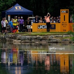 UTTOXETER, ENGLAND - JULY 29: Colin Montgomerie of Scotland in action during Day One of The JCB Championship at JCB Golf & Country Club on July 29, 2022 in Uttoxeter, England. (Photo by Phil Inglis/Getty Images)