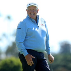 reacts after his put on the second green during round one of the Hoag Classic at Newport Beach Country Club on March 4, 2022 in Newport Beach, California. (Photo by Katelyn Mulcahy/Getty Images)