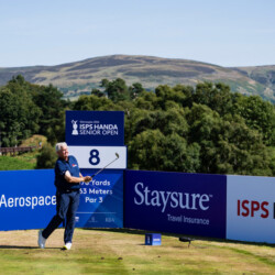 AUCHTERARDER, SCOTLAND - JULY 23: Colin Montgomerie of Scotland plays his tee shot on the 8th hole during the first round of the ISPS HANDA Senior Open on the Kings Course at Gleneagles on July 23, 2026 in Auchterarder, Scotland. (Photo by Paul Devlin/Getty Images)