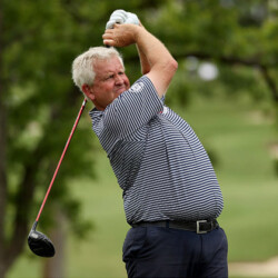 TULSA, OKLAHOMA - MAY 27: Colin Montgomerie of Scotland plays his shot from the 13th tee during the First Round of the Senior PGA Championship at Southern Hills Country Club on May 27, 2021 in Tulsa, Oklahoma. (Photo by Dylan Buell/Getty Images)