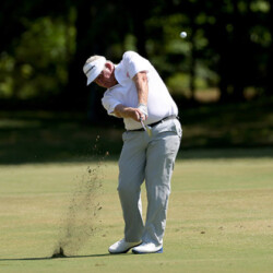BIRMINGHAM, ALABAMA - MAY 14: Colin Montgomerie of Scotland plays his shot on the first hole during the third round of the Regions Tradition at Greystone Golf and Country Club on May 14, 2022 in Birmingham, Alabama. (Photo by Dylan Buell/Getty Images)