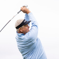 SNOQUALMIE, WA - AUGUST 20: Colin Montgomerie of Scotland plays his shot from the 1st tee during the first round of the Boeing Classic at The Club at Snoqualmie Ridge on August 20, 2021 in Snoqualmie, Washington. (Photo by James Gilbert/PGA TOUR via Getty Images)
