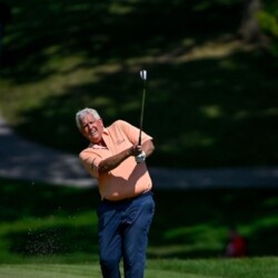 ST LOUIS, MISSOURI - SEPTEMBER 9: Colin Montgomerie of Scotland hits his second shot on the second hole during the third round of the Ascension Charity Classic at Norwood Hills Country Club on September 9, 2023 in St Louis, Missouri. (Photo by Jeff Curry/Getty Images)