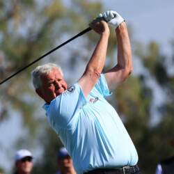 RANCHO MIRAGE, CALIFORNIA - MARCH 28: Colin Montgomerie of Scotland hits off the 2nd tee during the first round of The Galleri Classic 2025 at Mission Hills Country Club on March 28, 2025 in Rancho Mirage, California. (Photo by Joe Scarnici/Getty Images)