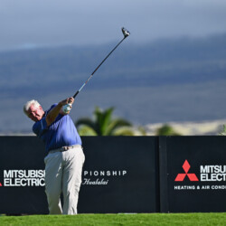 KA'UPULEHU-KONA, HAWAII - JANUARY 18: Colin Montgomerie of Scotland tees off on the 15th hole during the first roud of the PGA TOUR Champions Mitsubishi Electric Championship at Hualalai Golf Course on January 18, 2024 in Ka'upulehu-Kona, Hawaii. (Photo by Chris Condon/PGA TOUR via Getty Images)