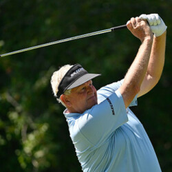 ST LOUIS, MO - SEPTEMBER 09: Colin Montgomerie of Scotland plays his shot from the fourth tee during the first round of the Ascension Charity Classic at Norwood Hills Country Club on September 9, 2022 in St Louis, Missouri. (Photo by Jeff Curry/Getty Images)