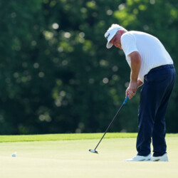 COLUMBUS, OHIO - JULY 02: Colin Montgomerie of Scotland putts on the 14th green during the first round of the U.S. Senior Open Championship 2026 at Scioto Country Club on July 02, 2026 in Columbus, Ohio. (Photo by Dylan Buell/Getty Images)