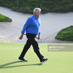 ABU DHABI, UNITED ARAB EMIRATES - JANUARY 21: Colin Montgomerie of Scotland walks on the eleventh green during the Second Round of the Abu Dhabi HSBC Championship at Yas Links Golf Course on January 21, 2022 in Abu Dhabi, United Arab Emirates. (Photo by Ross Kinnaird/Getty Images)