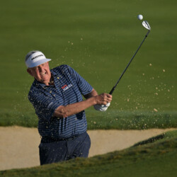 BRADENTON, FLORIDA - APRIL 16: Colin Montgomerie of Scotland plays from a bunker on the first hole during the first round of the Senior PGA Championship 2026 at The Concession Golf Club on April 16, 2026 in Bradenton, Florida. (Photo by Chris Condon/Getty Images)